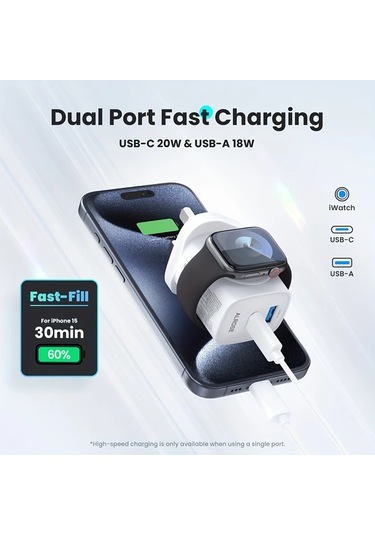 Elmpaly Beyaz 65w Kare Sehpa Usb C Hizli Sarj 3u1 İos Watch Uyumlu İphone 15 14 13 12 İpad Pro İcin