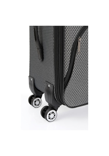 Oleets 8 Tekerli Su Geçirmez Kumaş Orta Boy Valiz Gri