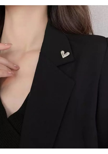 Olfil Broş-mini Kalp Kristal Işıltı Minimalizm 264864984 Gri