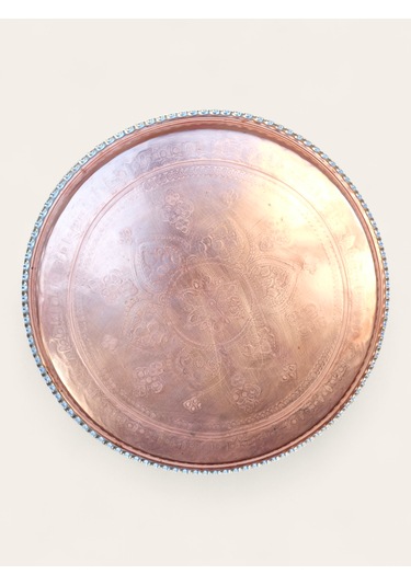 Dekorasyon Tepsi Bakır, İşlemeli Tepsi 55 Cm