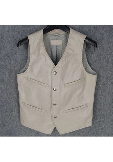 Vashion Hakiki Deri Gri Yelek