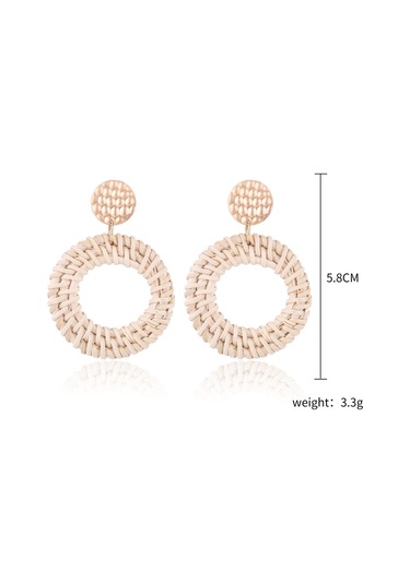 E2002-5 Knock Pattern Circle Bamboo Vine Handmade Woven Earrings Bosomia Style Earrings Gümüş