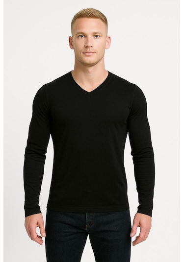 Axxel Erkek Siyah Uzun Kollu T-shirt-d236 Siyah