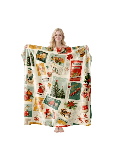 Noel Fral Küçük Battaniye Festival Atmosferi Pratik Kullanım-mt-flr-208 150 100 Yeşil