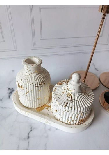 Cre Art Kuru Çiçekler İçin Dekoratif Alçı Set Ev Dekorasyonu İçin Kuru Çiçek Vazosu Alçı Seti 152751134 Gri