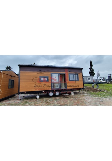 Güneş Enerjili 2,5x8 V Çatılı Ahşap Betopanlı Römorklu Tıny Hause