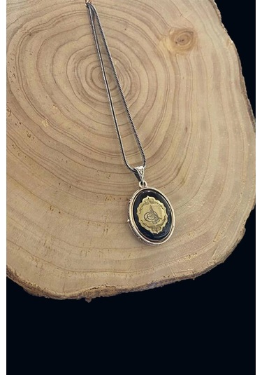 Çift Taraflı Ayyıldız Ve Tuğra Figürlü Gümüş Kehribar Kolye Gümüş