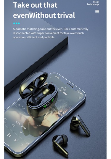 Qingmipy Beyaz Dijital Göstergeli Dokunmatik Hareketli Kulak İçi Bluetooth Kulaklık 16mm Hoparlör 5 Saat Çalma Süresi