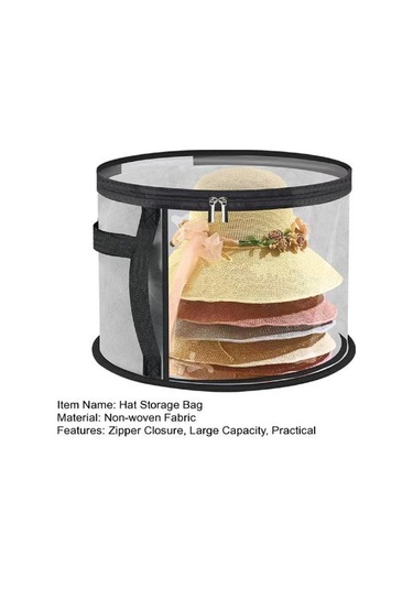 Saplı Fermuarlı Büyük Boy Şeffaf Şapka Saklama Çantası Şeffaf Tasarım Katlanabilir Kovboy Şapka Düzenleyici Geniş Kenarlı Şapka Kılıfı Gri