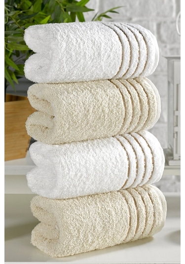 Casnack Diana Havlu Seti 4'lü 800gr. 50x90cm - Bej-krem