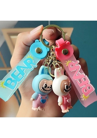 Novahub 2 Adet Küçük Arka Kayış Pantolon Labubu Koyun Çanta Anahtarlığı Kolye Kör Kutu Red, Çinko Alaşım, Açık Sarı Altın Renk, Moda Dekorasyon