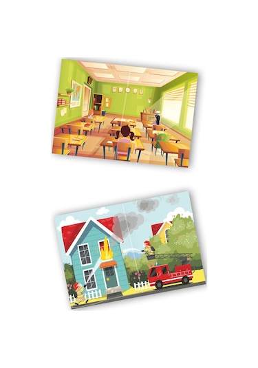My Sticker Book '' Taşıtlar-meslekler'' , 2li Set Tükenmeyen Sticker Kitabı