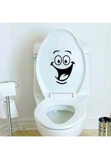 Klozet Banyo Sticker Komik Resim 4 Siyah