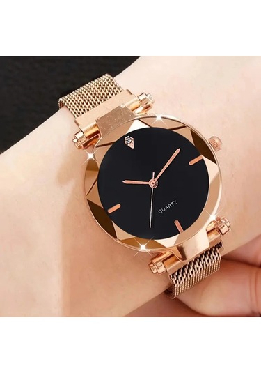 Saaté Rose Gold Mıknatıslı Klips Özelliğe Sahip Quartz Kadın Saat Çok Renkli