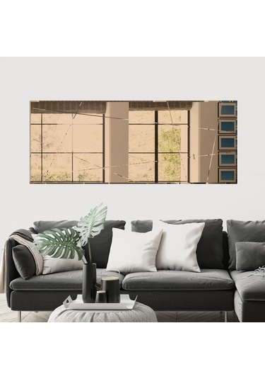 Decorıta Ayna - Tasarım Kanallı Ayna - 130Cm X 50Cm Çok Renkli