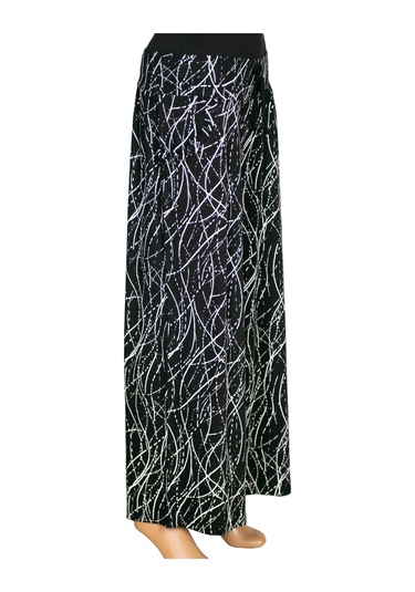 Barem Kadın Elisa Asimetrik Çizgiler Penye Siyah Pantolon Etek Siyah