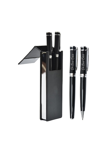 Kişiye Özel Premium Roller Ve Tükenmez Kalem Seti Tasarım Kutulu Siyah