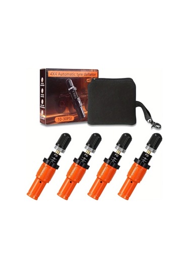 Elmpaly 10-30 Psı Otomatik Lastik Hava Boşaltma Valf Seti 4'lı Turuncu - Arazi 4x4, Kamyon, Suv, Motosiklet İçin