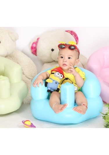 Pazly Şişme Bebek Sandalyesi Taşınabilir Çocuk Kanepe Güvenlik Eğitim Sandalyesi Bebek Arabası Oyun, Banyo, Zemin, Plaj, Havuz Kenarı İçin Pvc Mavi