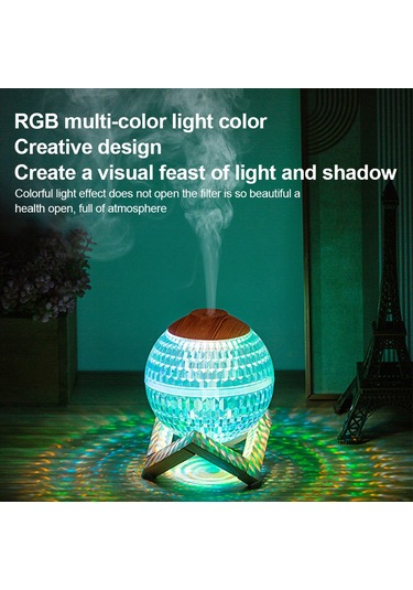 Springsun Beyaz Usb Type-c Nemlendirici, Kristal Top Rgb Işık, 450ml Hacim, 6 Saat Otomatik Kapatma, Nano Buhar, Ofis/ev Masaüstü, Düşük Gürültü