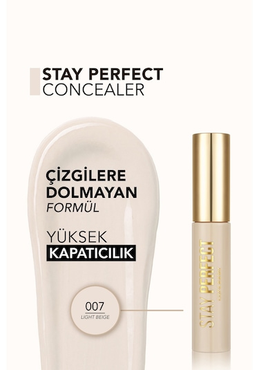Flormar Stay Perfect Yüksek Pigmentli & Yarı Mat Bitişli Likit Kapatıcı 007 Light Beige