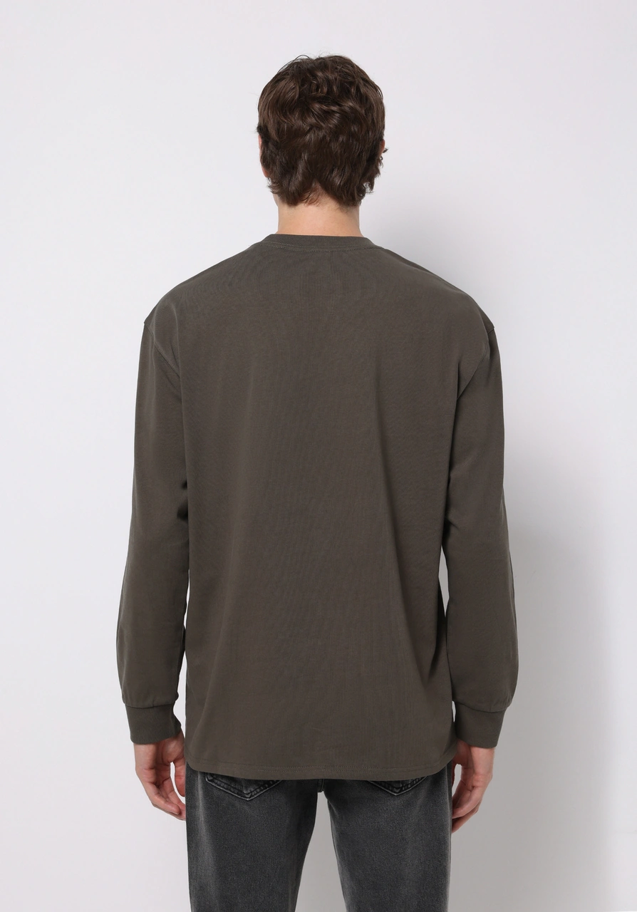 Colins Comfort Fit Yuvarlak Yaka Düz Erkek Yeşil Uzun Kol Tişört Cl1076435 Q1.v1 Kha Haki