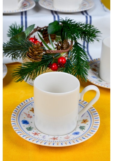 Dalya 12 Parça 6 Kişilik Porselen Kahve Fincan Takımı