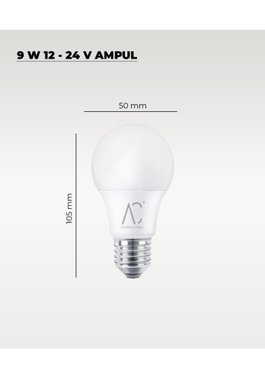 9w 12-24v Ampul 6500k - Beyaz Işık - E-27 Duy - 10 Adet Beyaz