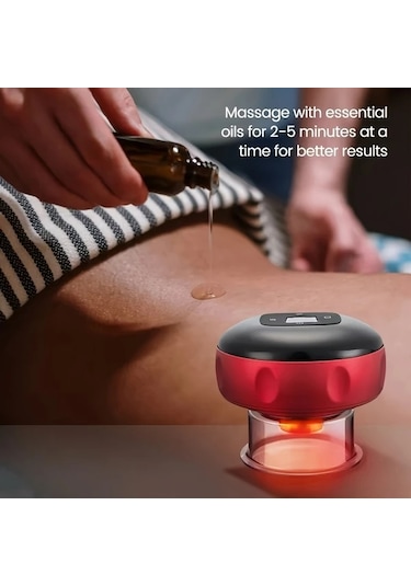 Gateesat Kırmızı Elektrikli Vakup Makinesi Usb-c Şarjlı 800mah Taşınabilir Vücut Masaj Aleti Kırmızı