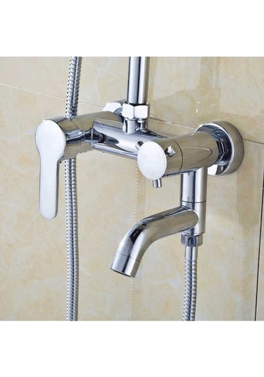 Bloomnest Lebıhmurah Bf245 Banyo Dolgusu Duş Musluğu Duvara Monte Pirinç Krom Evye Bataryası Modern Gümüş