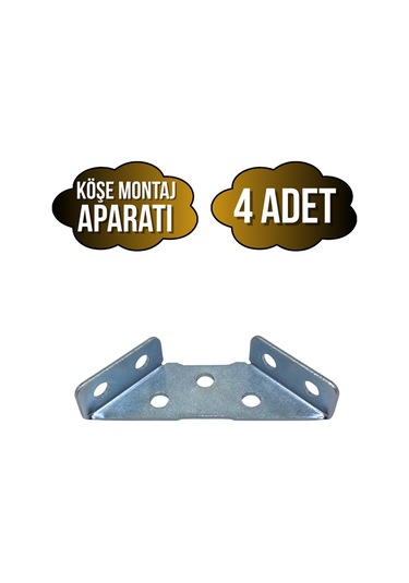 Köşe Montaj Mobilya Bağlantı Demiri Çok Yönlü Dolap Köşe Bağlantı Demiri Metal 4 Adet Gri