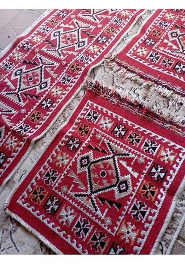 Parlak Dokuma Oto Koltuk Kilim Kırmızı