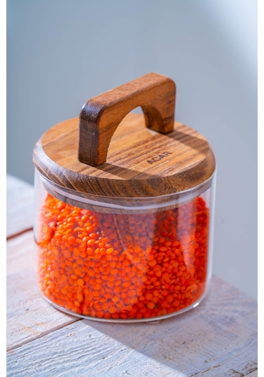 Malibu Akasya Kapaklı Borosilikat Cam Kavanoz - 350 Ml Şeffaf