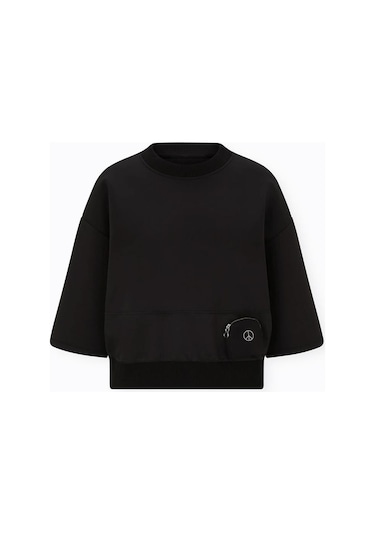 Bulalgiy Kadın Siyah Yarasa Kol Sweatshirt - BGA202291 - Siyah