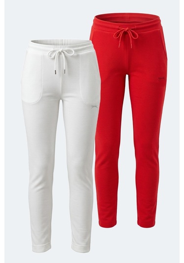 Slazenger Poll 2 Li Set Kadın Eşofman Altı Bej - Kırmızı