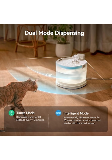 Cheerble E1 Otomatik Kedi Su Pınarı 2 Lt - Şarjlı, Sessiz, Filtreli Ve Taşınabilir Tasarım