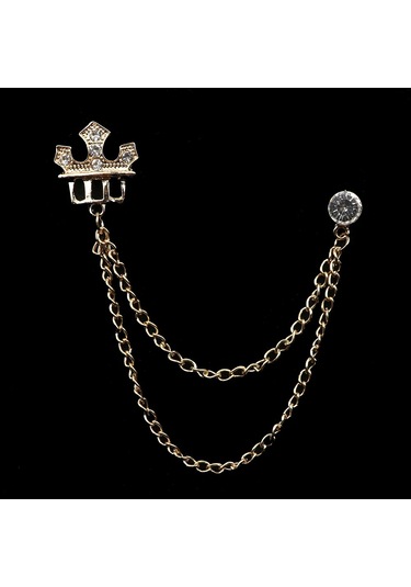 Yeni Retro Erkek Kostümü Pantolon Zincir Yafak Iğne Ejderha Geyik Taç Kafatası El Broşu 19 19 Çok Renkli