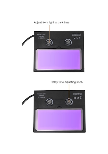 Hallow Solar Şarj Otomatik Karartma Kaynak Yüz Maskesi Başa E24545-5