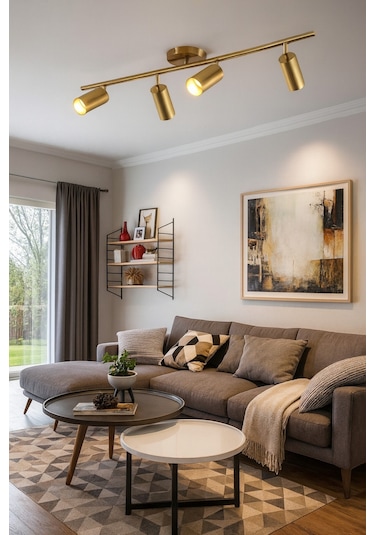 Spoti 4'lü Eskitme Renk Gün Işığı Modern Tasarım Salon - Mutfak - Banyo Spot Ledli Sıralı Avize Eskitme