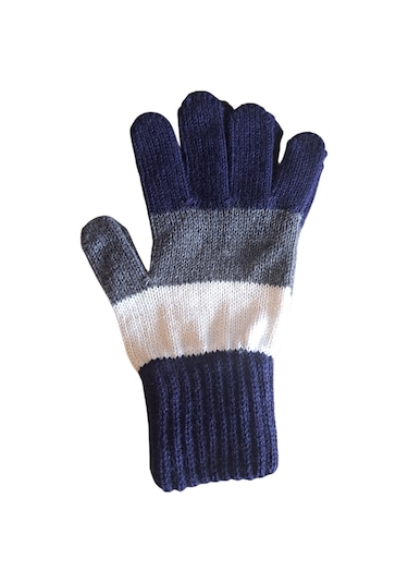 Garson Beden Erkek Çocuk Eldiven Lacivert Beyaz - 8-12 Yaş Lacivert
