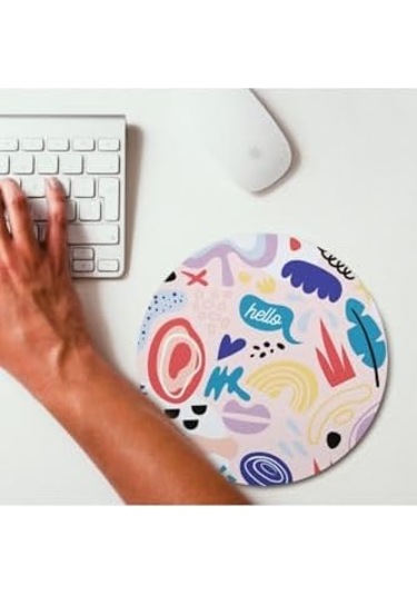 Minimal Renkli Tasarımlı Yuvarlak Mousepad - Mouse Pad - Fare Altlığı