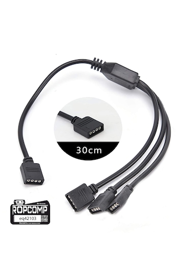 Ropcomp Pc Kasa Ve Led Aydınlatma İçin 3 Çıkışlı 4-pin Rgb Splitter 30 CM