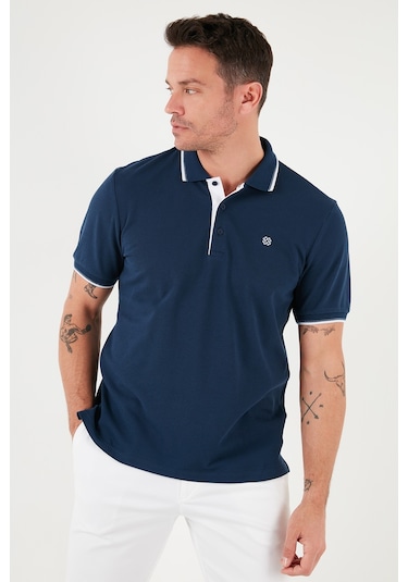 Buratti % 100 Pamuk Düğmeli Regular Fit Erkek Polo Yaka T Shirt 5902118 Indigo