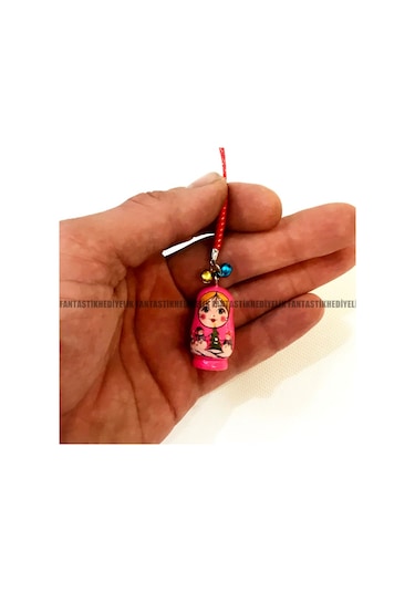 Matruşka Iç Içe Geçmeli Ahşap Rus Bebek Araba Ayna Süs Anahtarlık