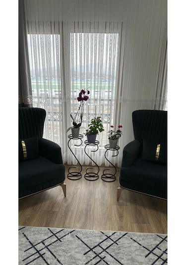 Modern Style Home 3 Lü Saksılık Çiçeklik Siyah