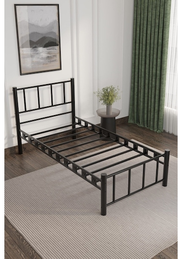 Argimo Zambak Tek Kişilik Ferforje Siyah Metal Karyola 120x200