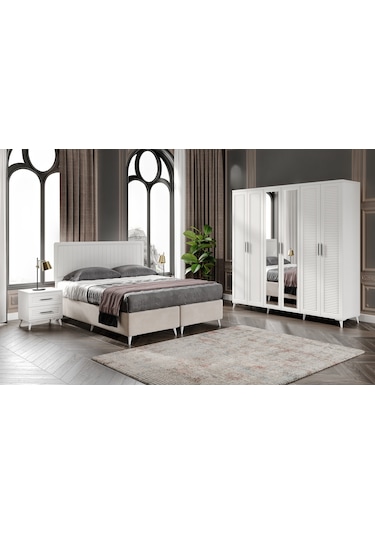 Paris 6 Kapaklı Komple Mdf Beyaz Gardırop