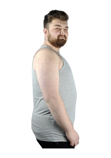 Mode Xl Büyük Beden Erkek Atlet Bisiklet Yaka 6340 Gri Melanj 001