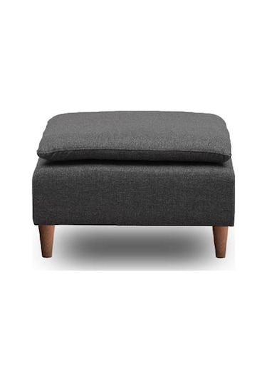 Lungo Puf 75 75 - Koyu Gri Keten Koyu Gri