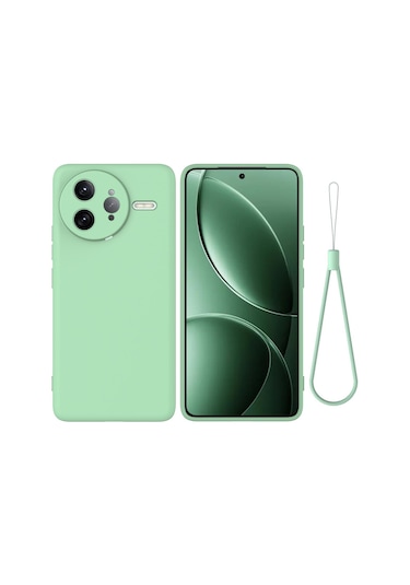 Xiaomi Poco F7 Ultra Düz Renk Sıvı Silikon Damlamaz Tam Kapsama Telefon Kılıfı Yeşil